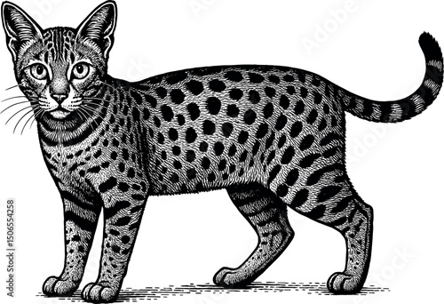 Serengeti full body side view and facing towards the front vector black silhouette cricut print design isolated on a plain white background