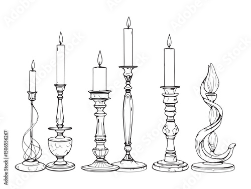candle holder line art minimal elegant vector