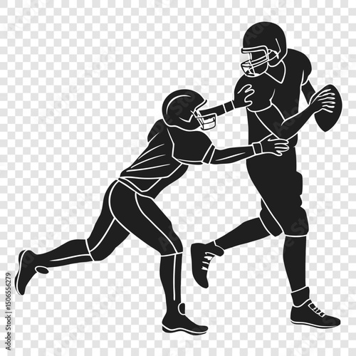 cornerback defending receiver black silhouette v