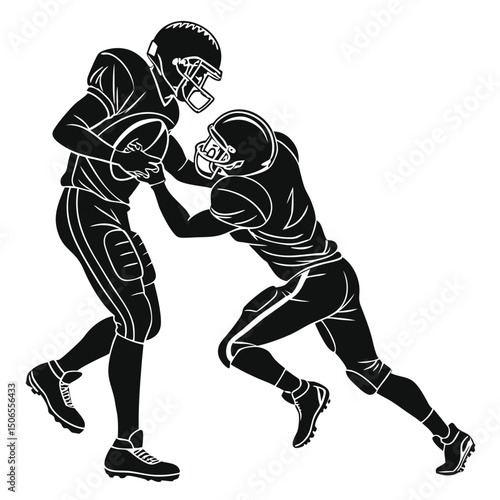 defensive end sacking quarterback black silhouett