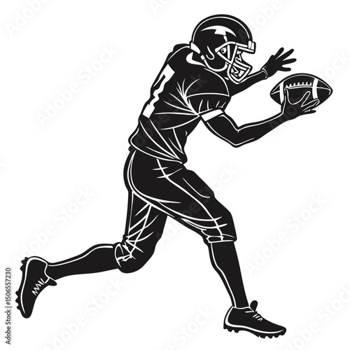 halfback receiving handoff black silhouette vect