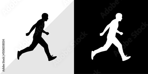 Silhouette of a Running Man Dynamic Movement and Contrast