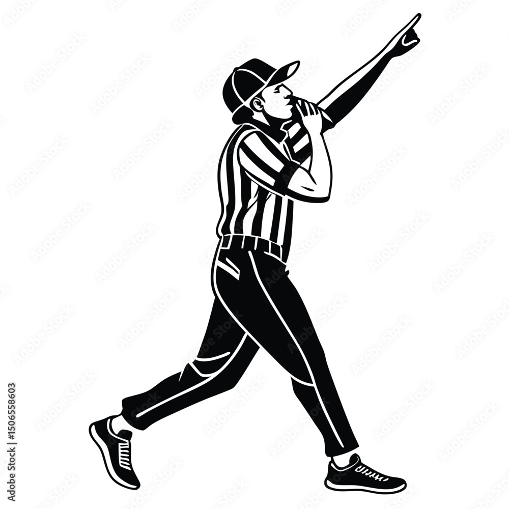 Fototapeta premium referee making call black silhouette vector tra