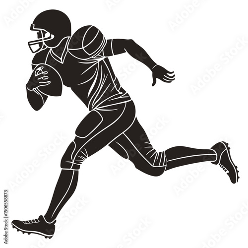 running back dodging tackle black silhouette vec