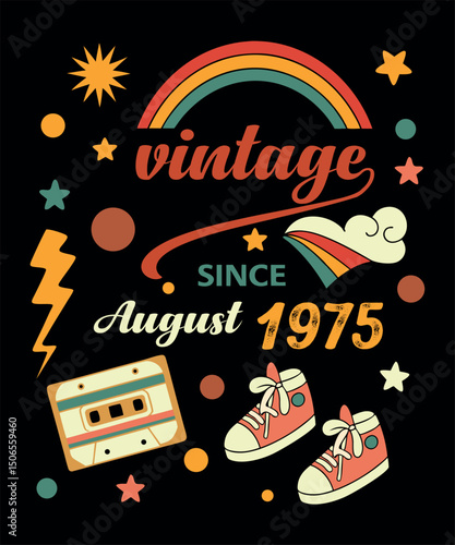 August 1975 Vintage Design Elements Retro Graphics and 70s Style