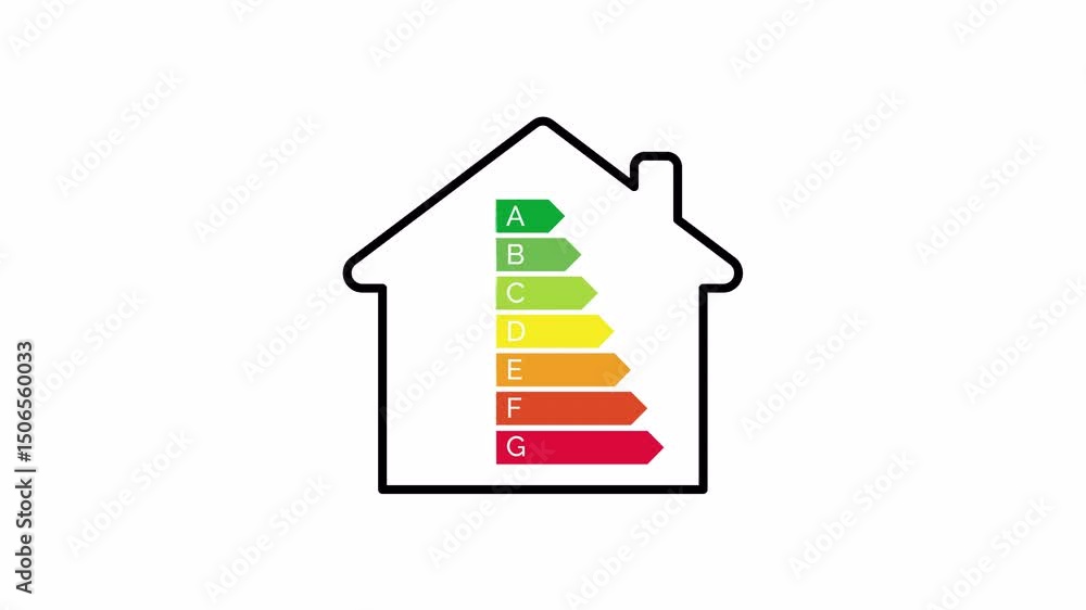 house energy efficiency rating logo icon emblem animation 4k video footage house energy efficiency rating logo icon emblem animation 4k video footage