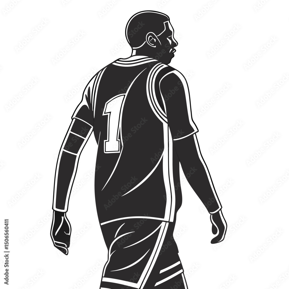 Fototapeta premium team jersey back view black silhouette vector t