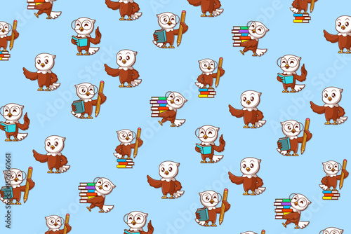 Seamless Pattern of Cute Eagle Characters for Kids and Nature Designs