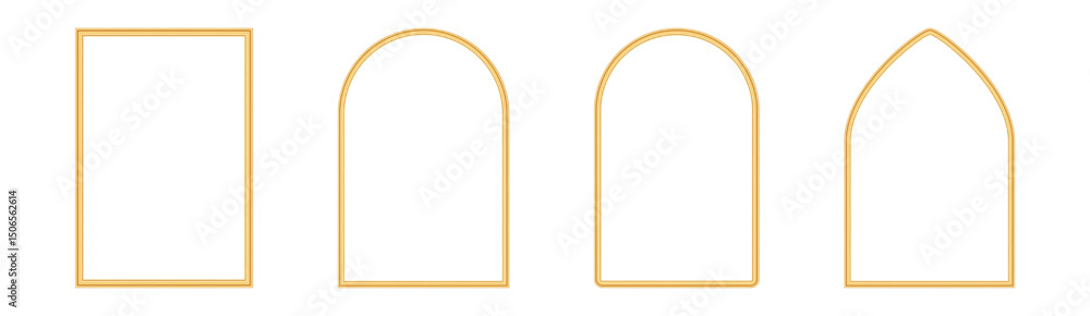 custom made wallpaper toronto digitalCollection of golden shiny arches. Luxury realistic rectangle frame, window shape, gate, door, geometric arch in oriental style. Muslim architecture design element, morocco shape. Vector illustration