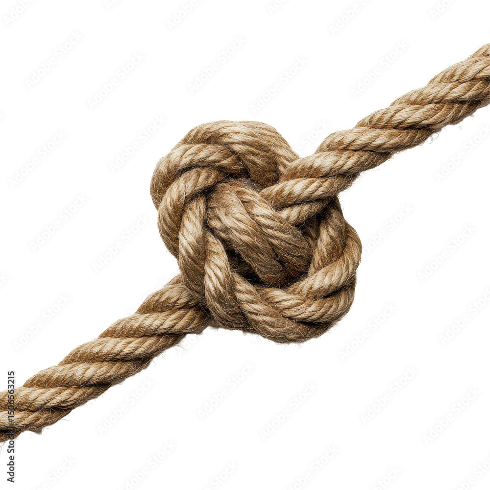 Intricate rope knot showcasing craftsmanship against a plain Transparent background, Rope knot isolated on PNG background Intricate rope knot showcasing craftsmanship against a plain Transparent background, Rope knot isolated on PNG background