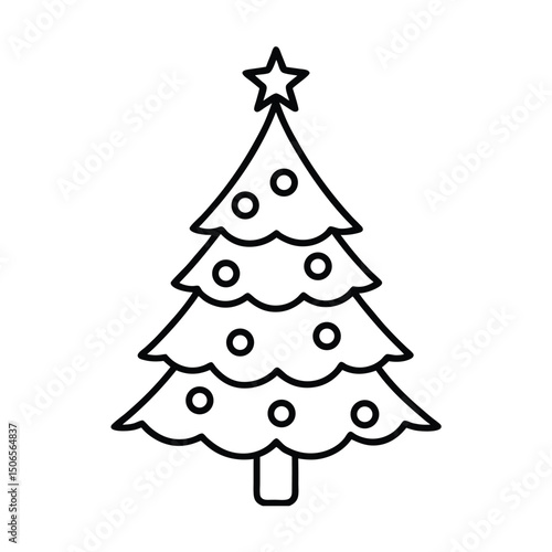 Christmas tree line art vector , Christmas tree silhouette vector 