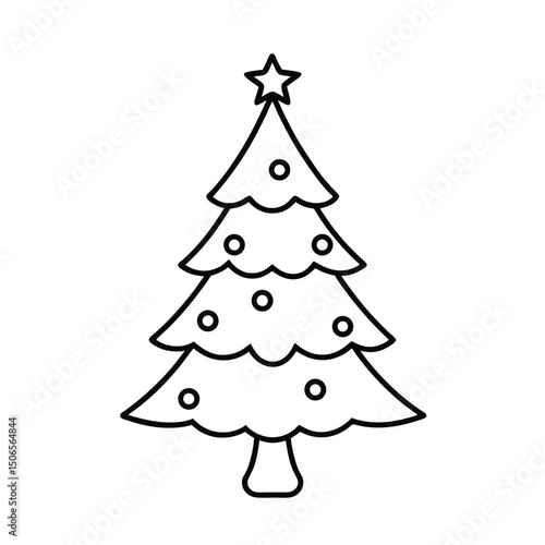 Christmas tree line art vector , Christmas tree silhouette vector 