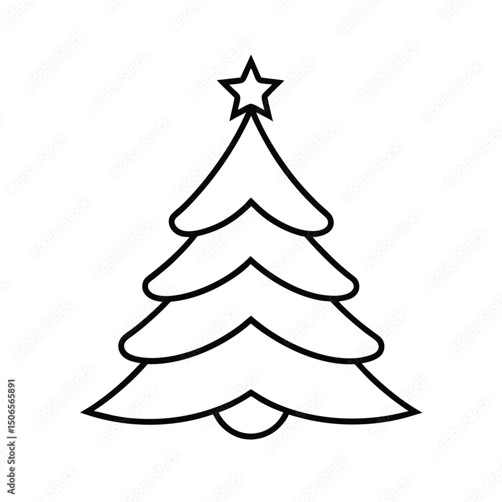 Fototapeta premium Christmas tree line art vector , Christmas tree silhouette vector 