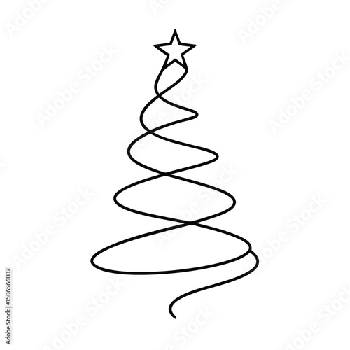 Christmas tree line art vector , Christmas tree silhouette vector 