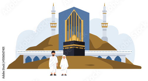 Pilgrims at the Kaaba: A Peaceful Moment of Reflection and Faith