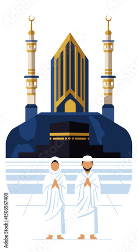 Pilgrims at the Kaaba: A Peaceful Moment of Reflection and Faith