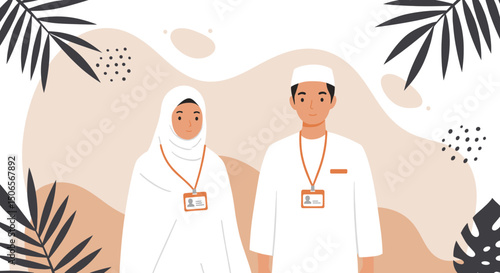 In the Spirit of Hajj: A Couple Dressed for Their Sacred Pilgrimage