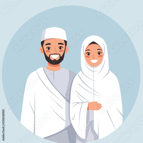 In the Spirit of Hajj: A Couple Dressed for Their Sacred Pilgrimage