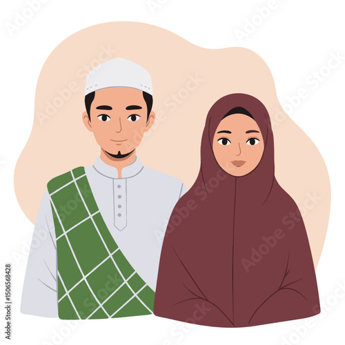 In the Spirit of Hajj: A Couple Dressed for Their Sacred Pilgrimage