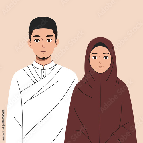 In the Spirit of Hajj: A Couple Dressed for Their Sacred Pilgrimage
