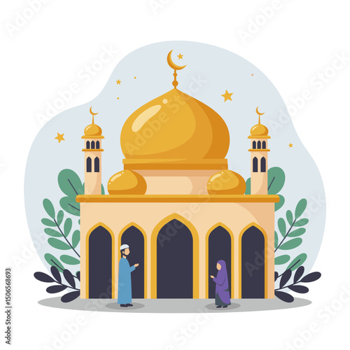 Golden Mosque and Family Unity During a Religious Holiday