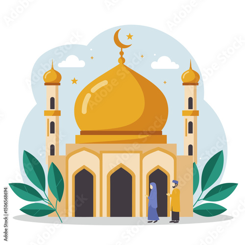 Golden Mosque and Family Unity During a Religious Holiday