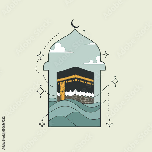 Pilgrims at the Kaaba: A Peaceful Moment of Reflection and Faith
