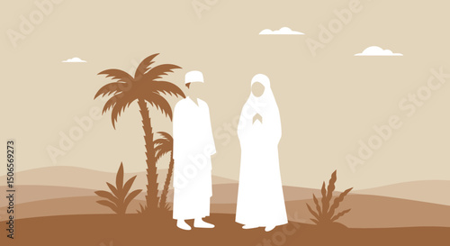 In the Spirit of Hajj: A Couple Dressed for Their Sacred Pilgrimage