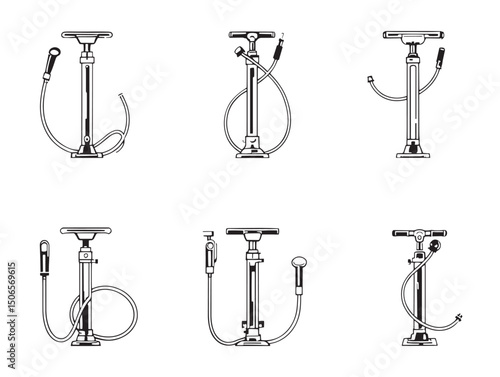 Bicycle pump line art vector illustration for modern designs