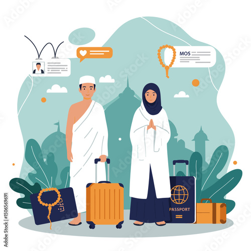 In the Spirit of Hajj: A Couple Dressed for Their Sacred Pilgrimage