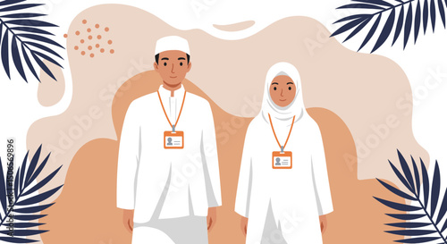In the Spirit of Hajj: A Couple Dressed for Their Sacred Pilgrimage