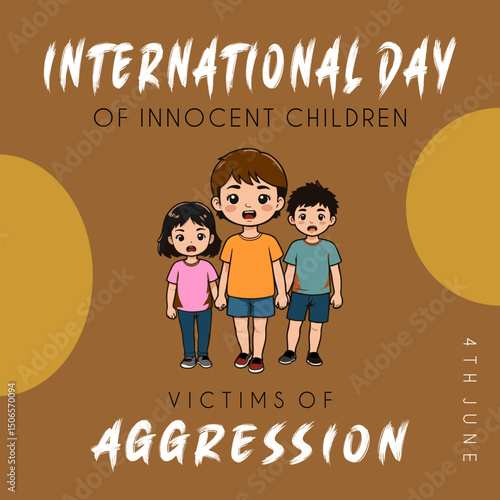 International day of innocent children victims of aggression on 4th June celebration post vector illustration for social media sites 