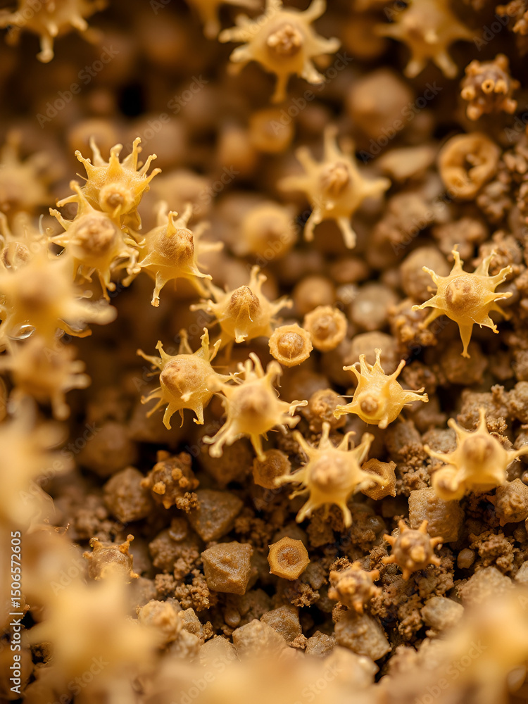 Fototapeta premium Close-up of bacteria synthesizing nutrients in a soil sample