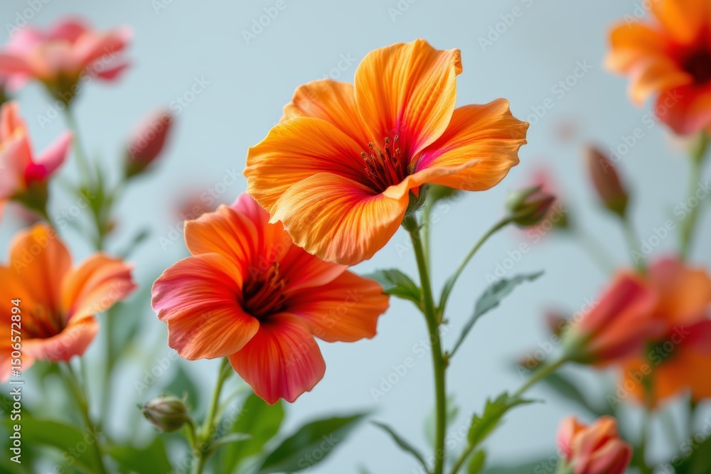 Fototapeta premium Orange Hibiscus Flowers Blooming