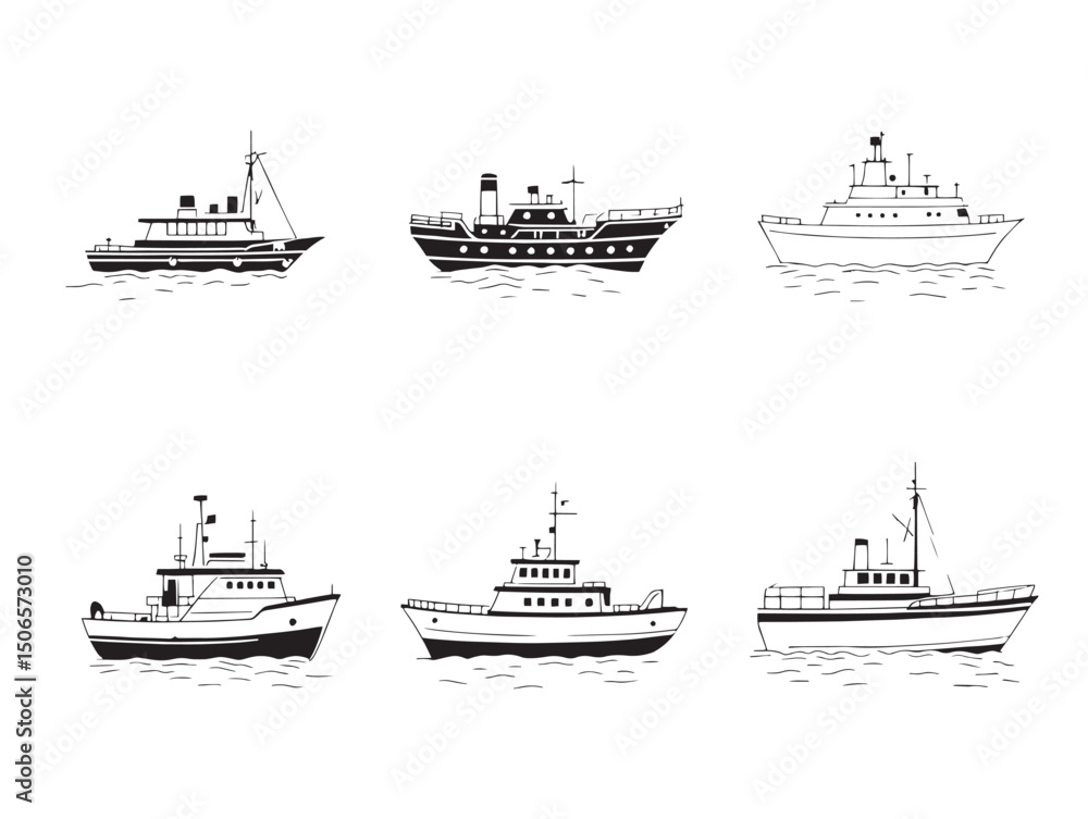 Obraz premium Simple barge line art design for creative projects