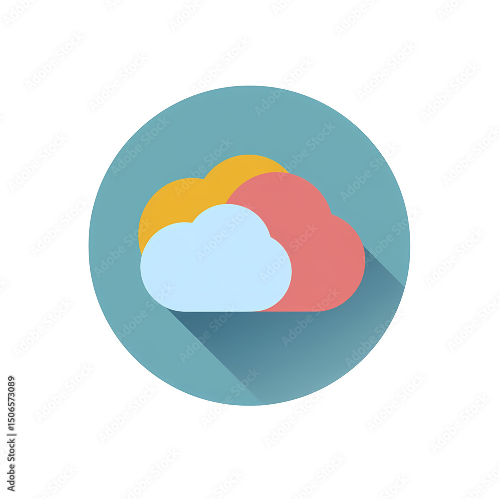 Colorful Clouds Icon in a Circle on Transparent Background Colorful Clouds Icon in a Circle on Transparent Background