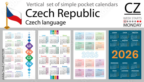 Czech Republic vertical Set of pocket calendars for 2026