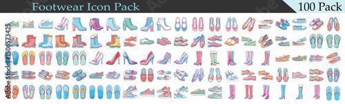 Comprehensive Footwear Icon Pack featuring a wide variety of shoe styles and designs