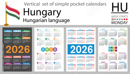 Hungary vertical Set of pocket calendars for 2026