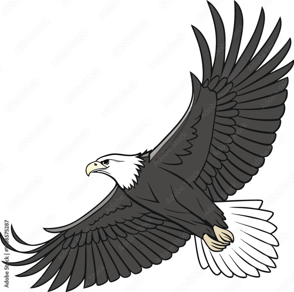 Obraz premium American Bald Eagle Soaring with Spread Wings, A Symbol of Freedom