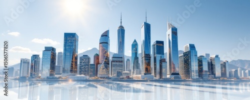 Modern Cityscape Skyline Reflection