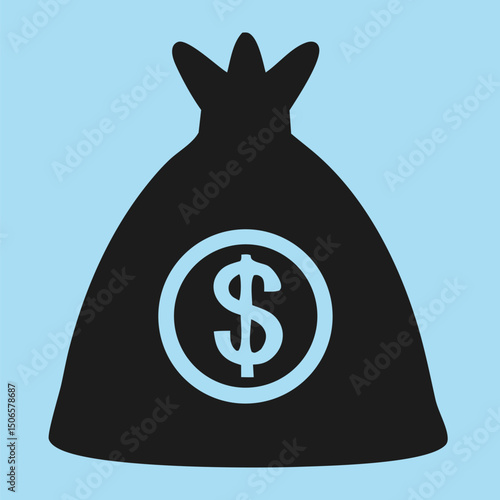 money bag icon with dollar sign illustration
