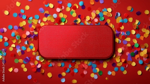 Red Box Amid Vibrant Confetti
