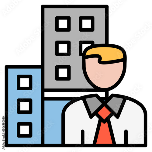 Corporation outline color icon