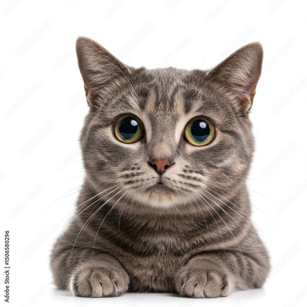 Adorable Gray Tabby Cat Portrait: A Close-Up of a Curious Feline with Striking Eyes Adorable Gray Tabby Cat Portrait: A Close-Up of a Curious Feline with Striking Eyes