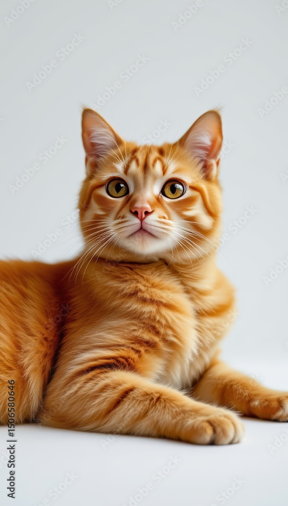 Ginger Tabby Cat Portrait on White Ginger Tabby Cat Portrait on White
