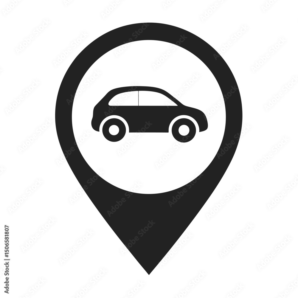 Car Location Pin Solid vector icon Car Location Pin Solid vector icon