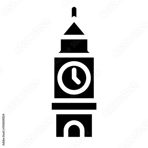 Clock Tower Line Icon Style