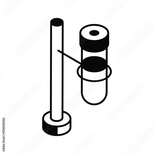 A modern isometric icon of lab retort stand