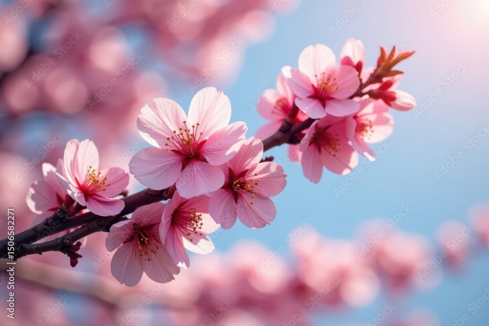 Delicate pink sakura blossoms, full bloom, intricate branches , japanese flower, delicate Delicate pink sakura blossoms, full bloom, intricate branches , japanese flower, delicate